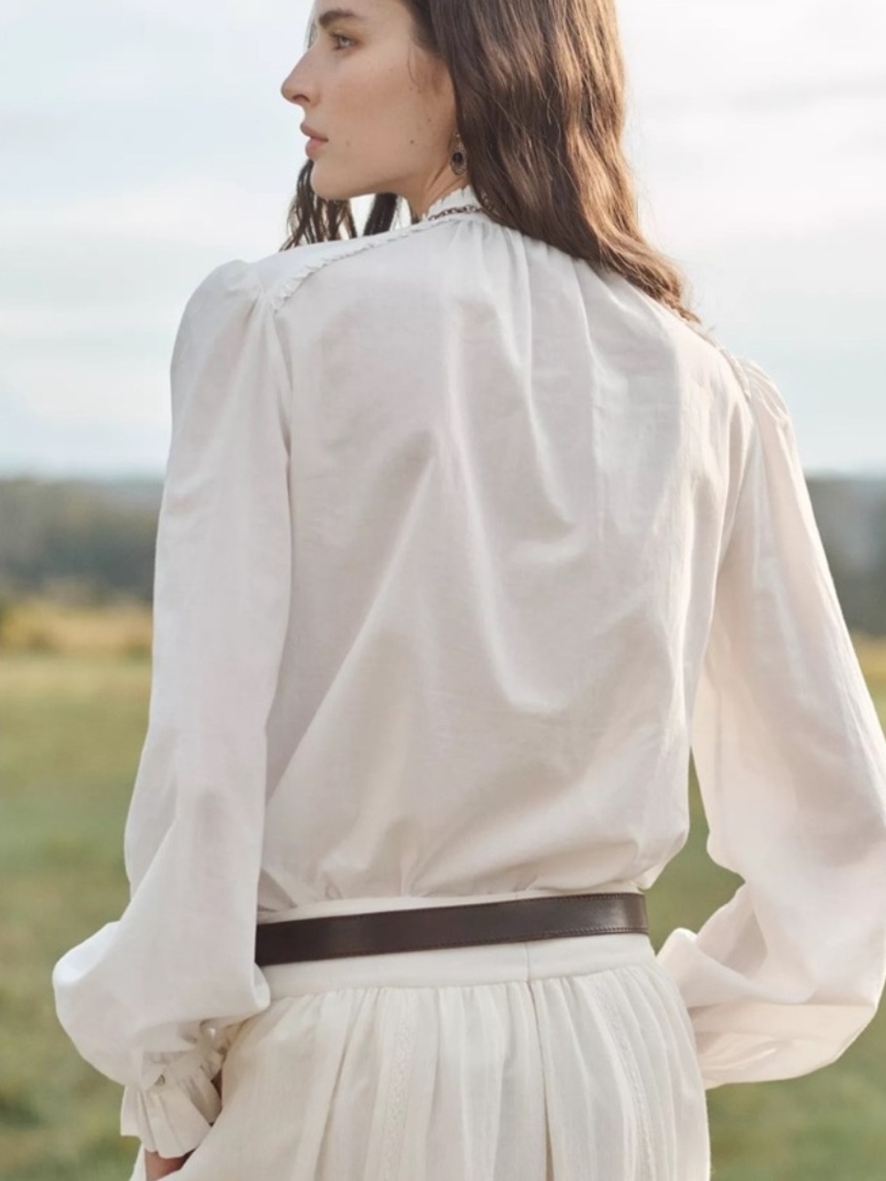 Zara White Pleated Button-Down Shirt - Picture 4 of 13